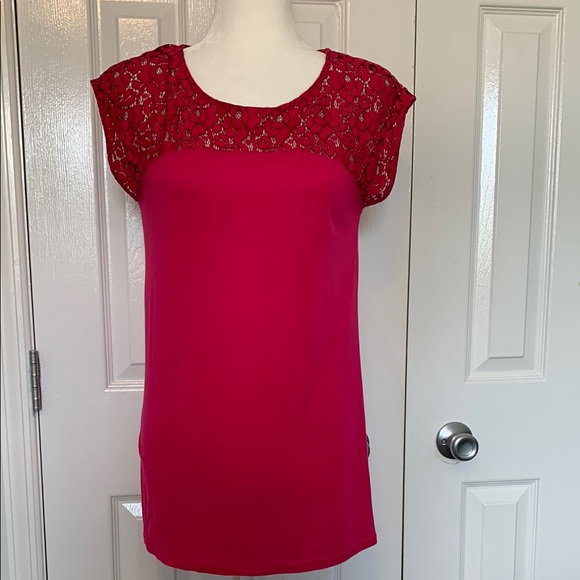 Esprit Pink Lace Cap Sleeve Blouse - Picture 1 of 12